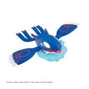 Bandai Kyogre Pokémon Model Kit 62 front view with open mouth and translucent wave display stand