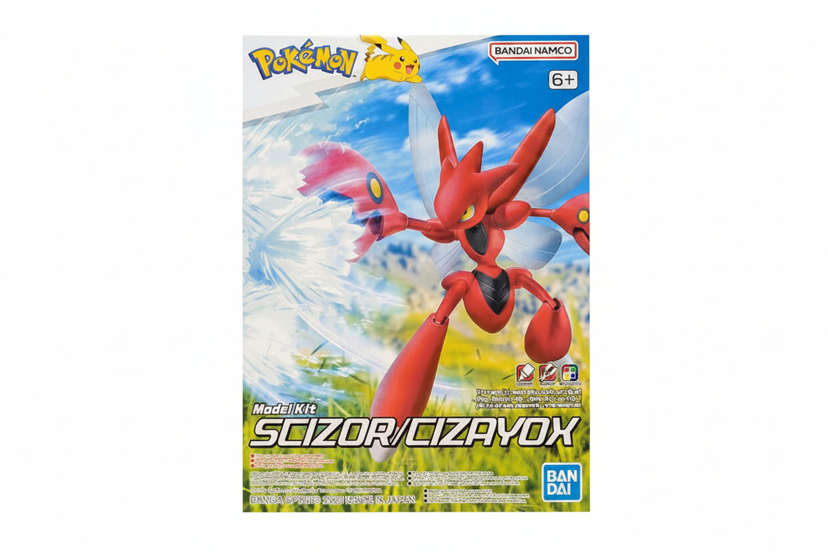 Bandai Scizor Pokémon Model Kit 55 North American box with English and French packaging